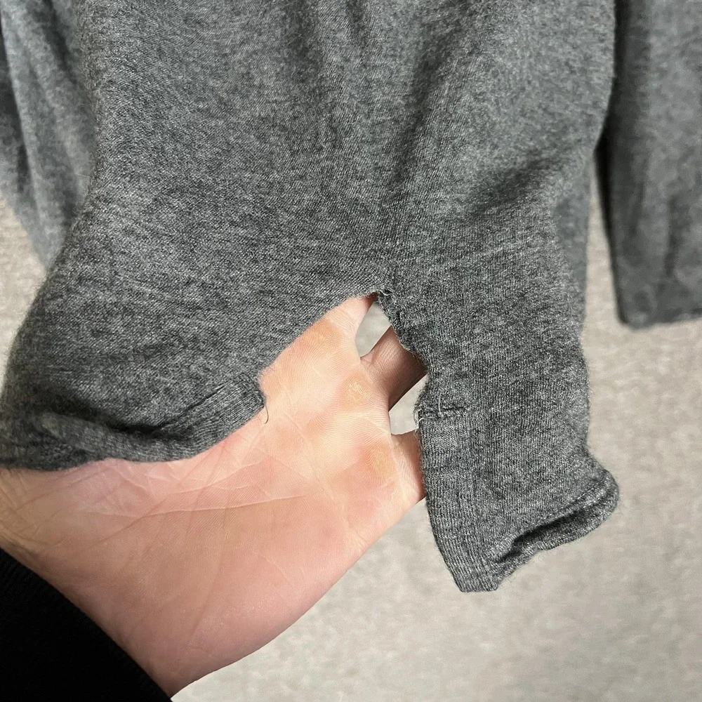 Zegna Sweater Mens Medium Gray Button Shoulder Crewneck‎ Knit Pullover Italy